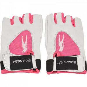 Lady gloves, leather , white-pink перчатки Фото №1