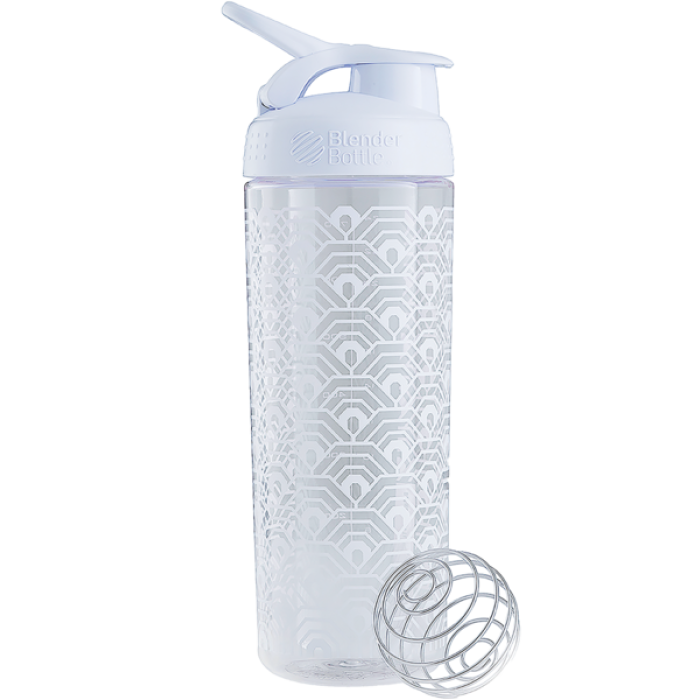 BlenderBottle Шейкер Sleek c шариком 820 ml - (Clamshell Patern) White/White