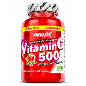 C-Vitamin + Rose Hips 500mg - 125 капс Фото №1
