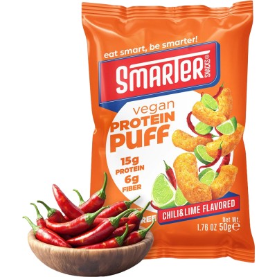 Смартер Снекс белковый снек со вкусом "чили и лайм" (Protein Puffs) - 50г