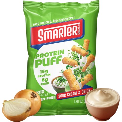 Смартер Снекс белковый снек со вкусом "сметана-лук" (Protein Puffs) - 50г