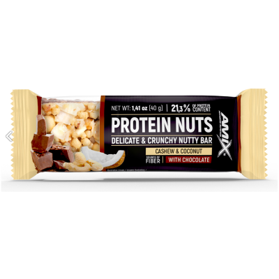 Батончик Protein Nuts Crunchy Nutty Bar, 1/25, 40 г - кеш’ю та кокос