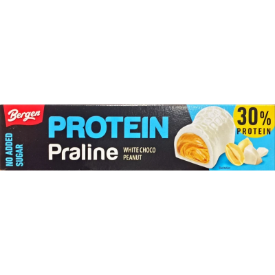 Протеїнове праліне Bergen з арахісом у білому шоколаді (без цукру) - 50 г