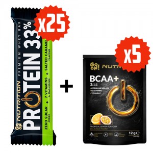 Батончик Protein 33% 25шт + GoOn Bcaa 12 г 5шт Фото №1