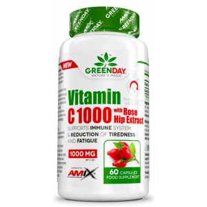 GreenDay ProVegan Vitamin C 1000mg with RoseHip - 60 веган капс Фото №1