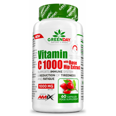 GreenDay ProVegan Vitamin C 1000mg with RoseHip - 60 веган капс