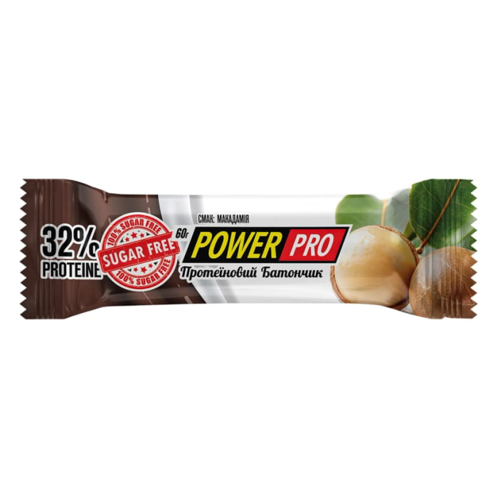 Power Pro Батончик 32%, 60 г - макадамія (без цукру)