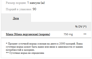 Maca Root 750 mg
