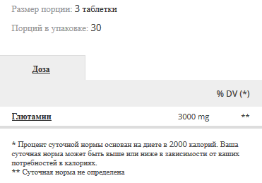 Glutamine 3000 mg 90 таб