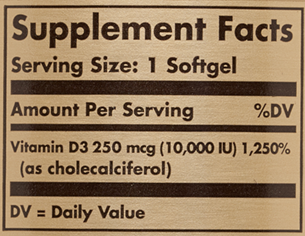 Vitamin D3 250 мкг (10000 МЕ) - 120 капс
