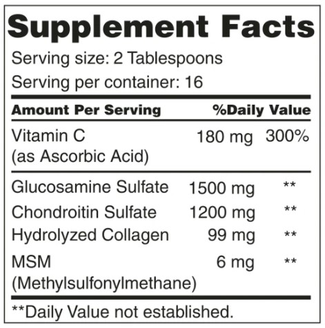 Liquid Glucosamine, Chondrotin + Vit C - 480 мл