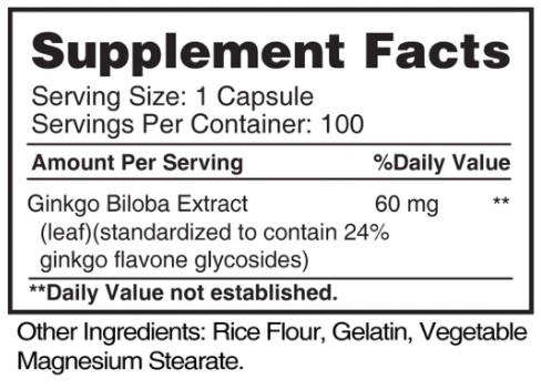 Ginkgo Biloba 60 mg - 100 капс