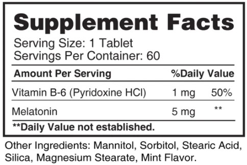 Melatonin 5 mg with B-6 (Sublingual) - 60 таб