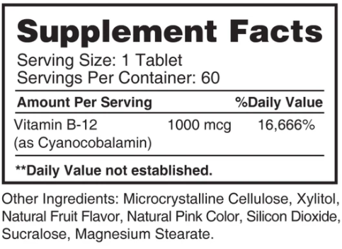 Vitamin B-12 1000 mcg Sublingual - 60 табл