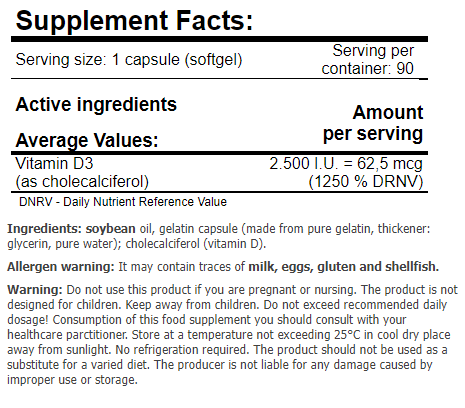 GreenDay Vitamin D3 2500I.U. - 90 софт гель