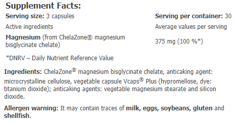 ChelaZone MagneChel Magnesium Bisglycinate Chelate - 90 веган капс