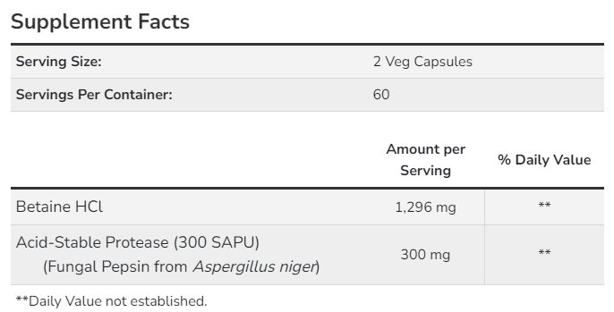 Betaine HCL - 120 веган капс