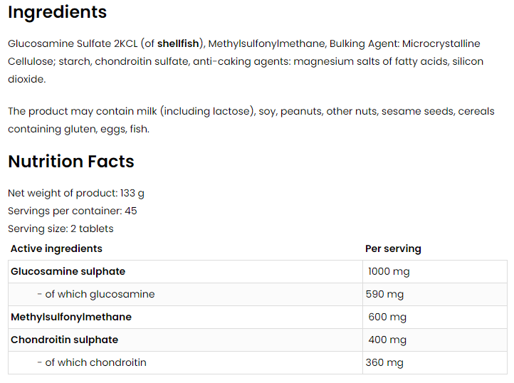 Glucosamine + MSM + Chondroitin - 90 таб