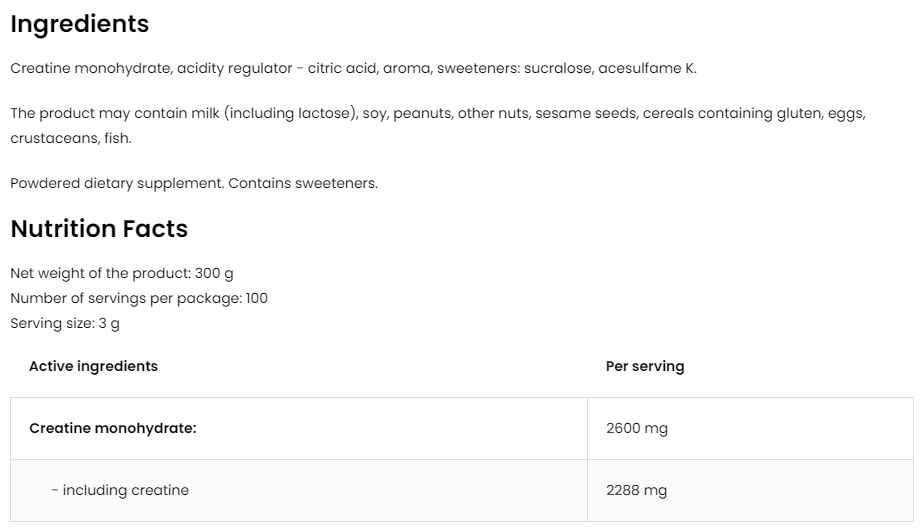 Creatine Monohydrate - 500 г - без смаку