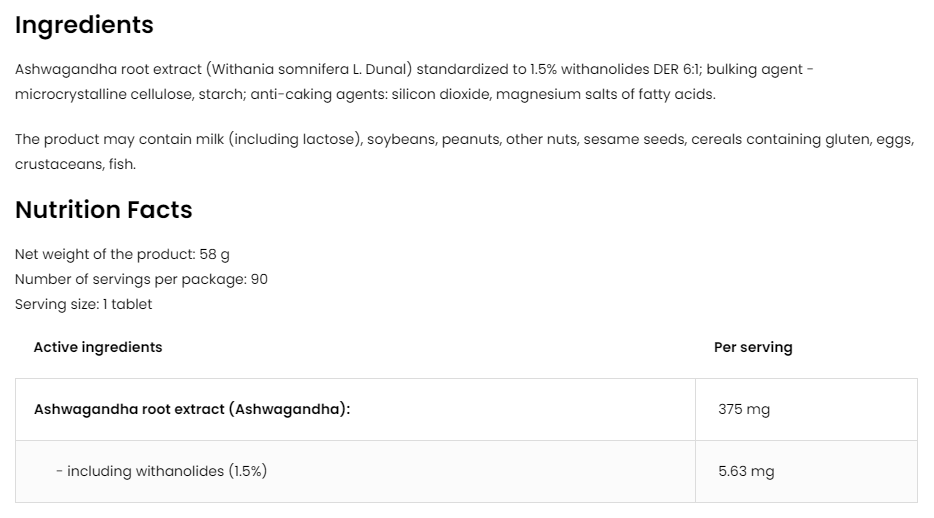 Ashwagandha - 90 таб