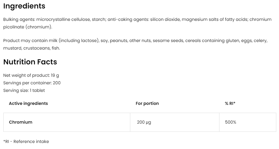 Chromium 200 мкг - 200 таб