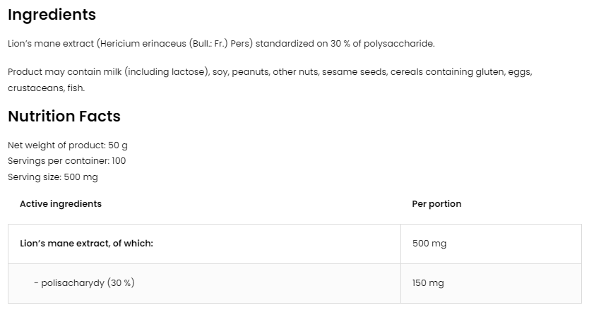 Lion's Mane Extract VEGE - 50 г