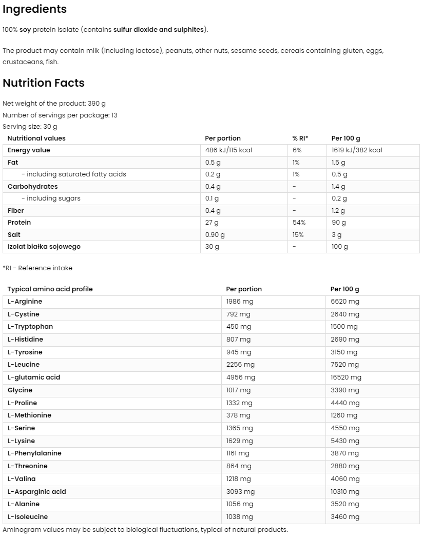 Soy Protein Isolate - 390 г