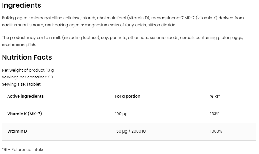 Vitamin D3+K2 - 90 софт гель