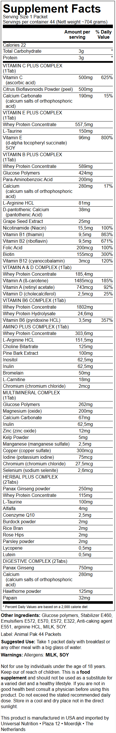 ANIMAL PAK (EU)